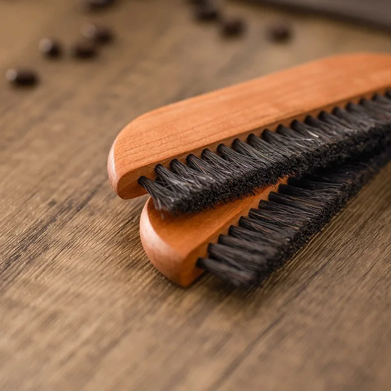 Multifunctional cleaning tools Coffee cleaning brush with cherry wood handle remove dust/coffee powder