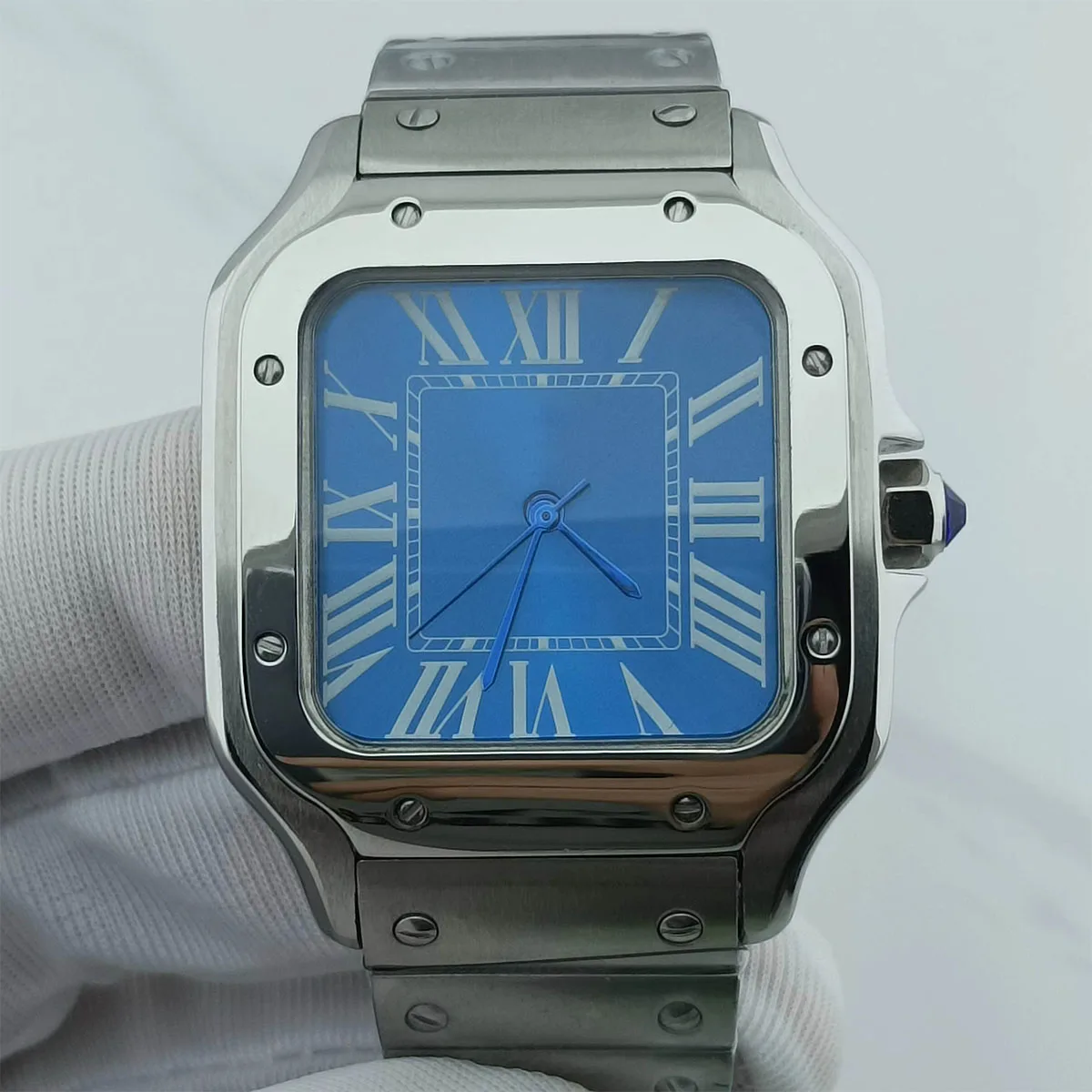 

NH35 watch square case men's watch folding buckle Roma dial stainless NH35 case steel Mechanical Wristwatches fit NH35 movement