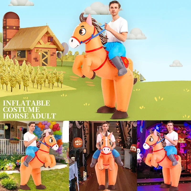 Adulte canard Cowboy cheval gonflable Costumes Anime mascotte fantaisie jeu de rôle noël Halloween fête Cosplay Costume robe Sui @ 0Z *