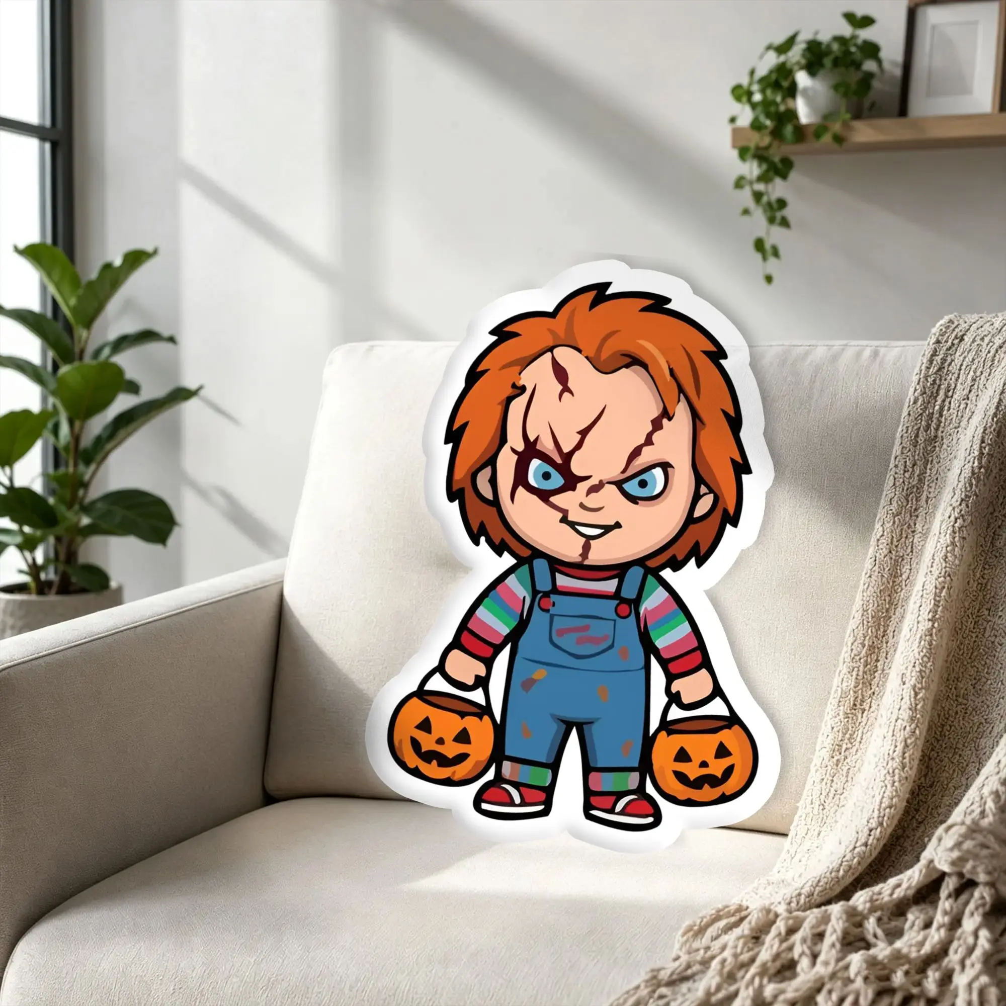 Custom Humorous B-Brides of Chuckys Throw Pillows Soft Horror Movie Plush Cushion Pillow for Bed Sofa Decoration Home