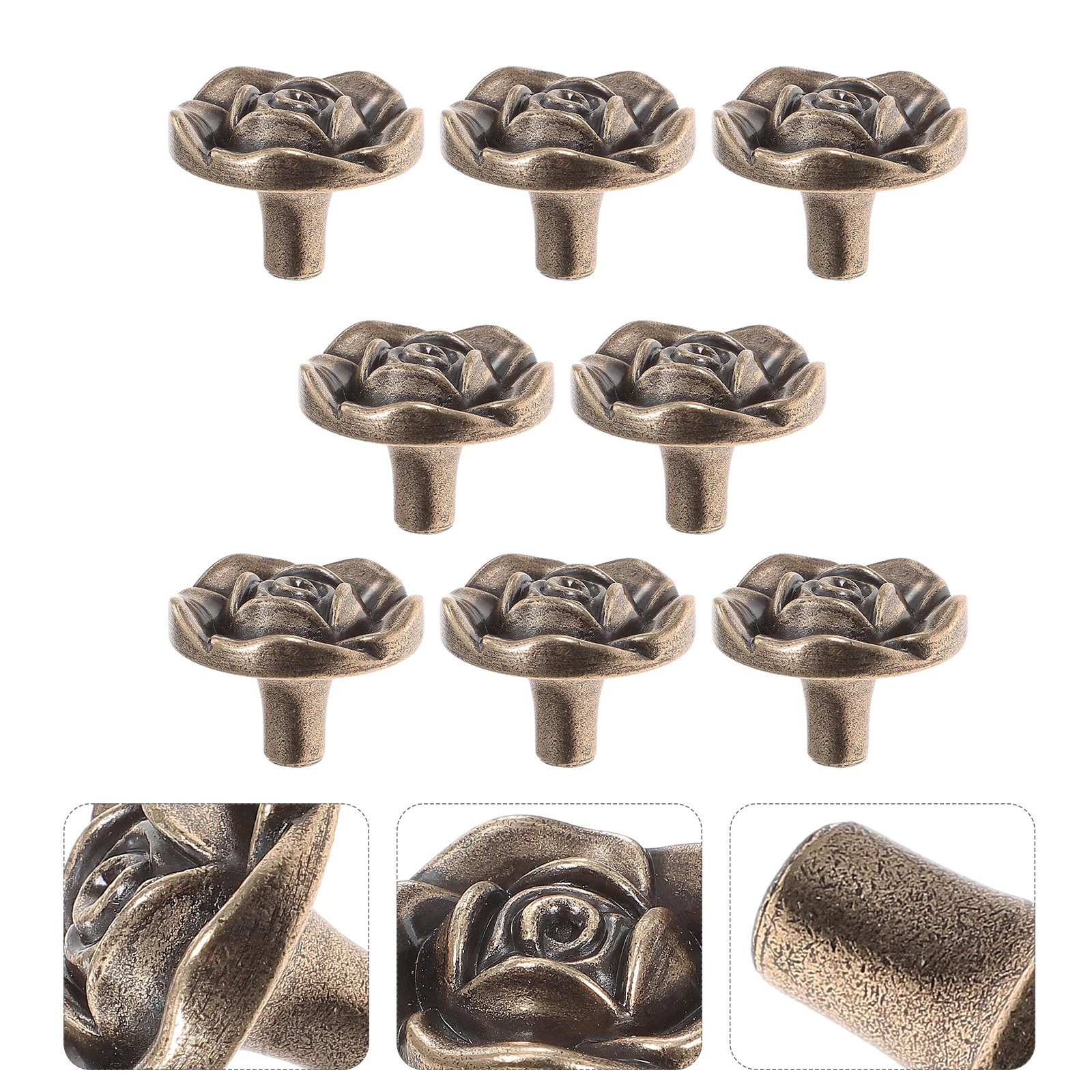 

8 Pcs Zinc Alloy Cabinet Pulls Vintage Flower Knobs Drawer Dresser Cupboard Handles Clear Pattern Home Office Decor