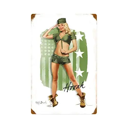 Army Pin Up Girl by Ralph Burch Metal Sign