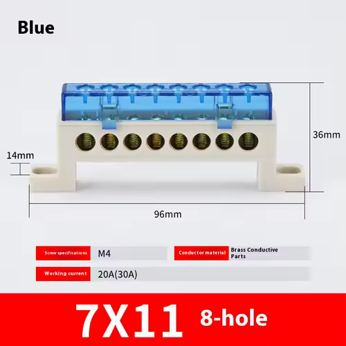 Zero wire terminal 3/4/5/6/7/10-Hole Distribution Box Terminal Block dustproof Ground Copper Bar Bridge type Busbar With cover - Image 7