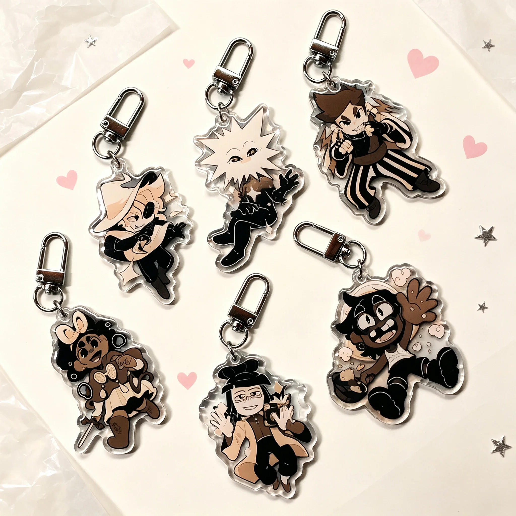 Time In Stars Acrylic Charms Keychain Loop Bonnie Isabeau MariBelle Cute Game Double‑Sided Bag Pendant Fans Collection Gift