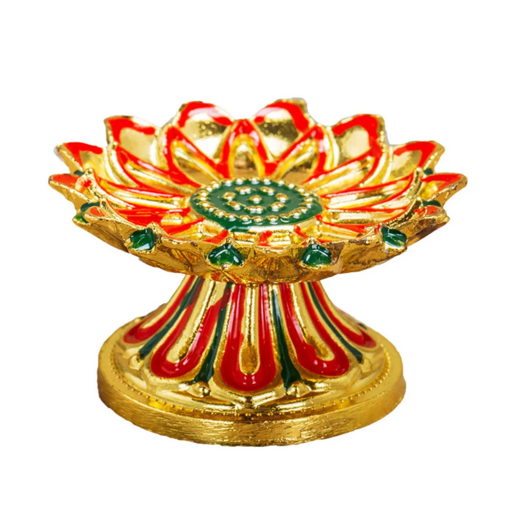 1 個合金蓮ホルダー色塗装バターランプホルダー滑り止め底奉納仏教使用装飾ギフト