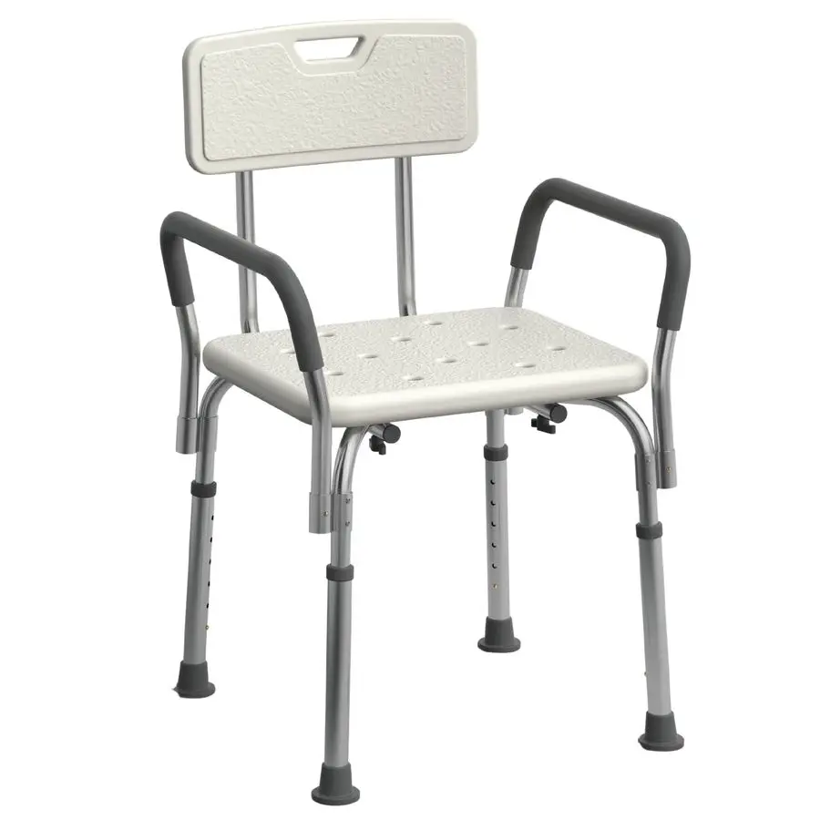 

Shower Chair Seat with Padded Armrests and Back, Heavy Duty Shower Stool for Bathtub, Slip Resistant Shower Seat with Adjustabl