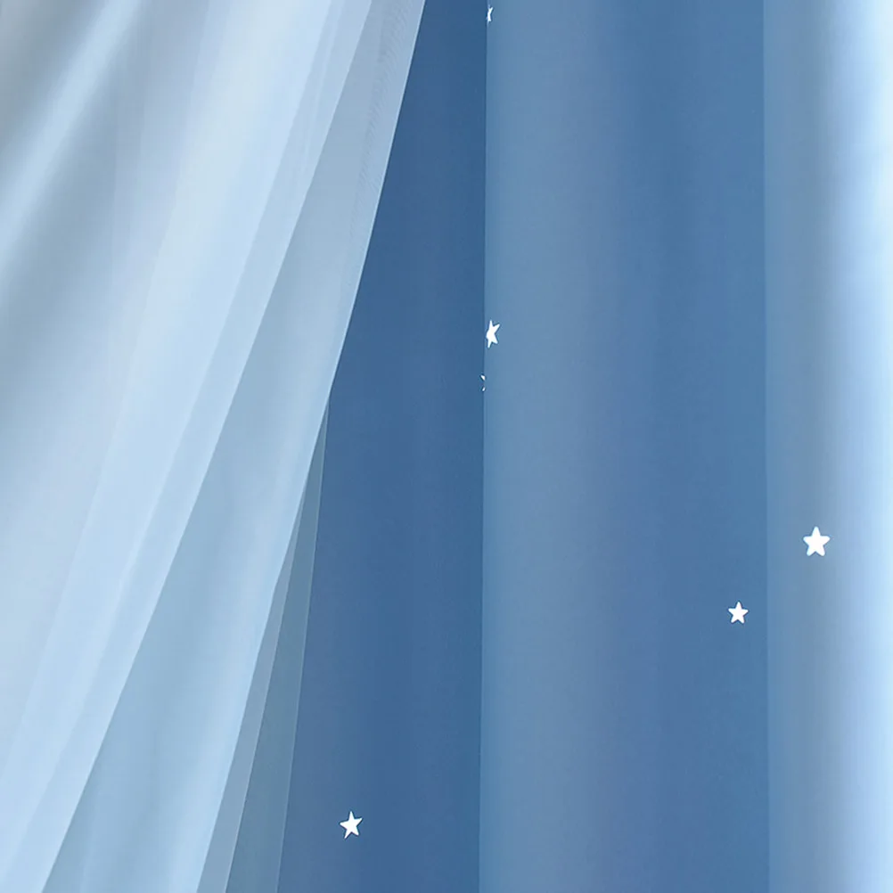 

Double Layer Curtains Premium Polyester Star Pattern Blackout Grommet Curtains For Bedroom Bathroom Window Drapes