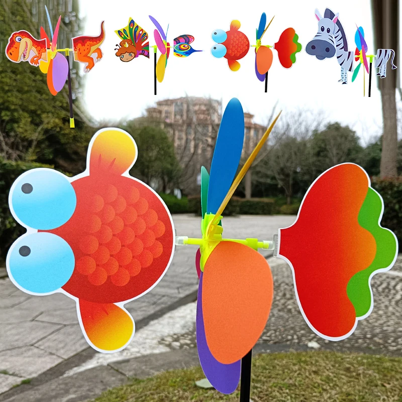 1 세트 3D 다채로운 플라스틱 동물 만화 풍차 어린이 장난감 유치원 상 DIY 장식