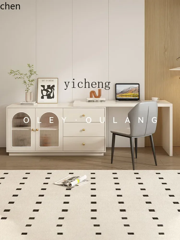 ZMLSolid Wood Cream Style White Desk Dresser Integrated Simple Home Bedroom Makeup Table Desktop Computer Desk