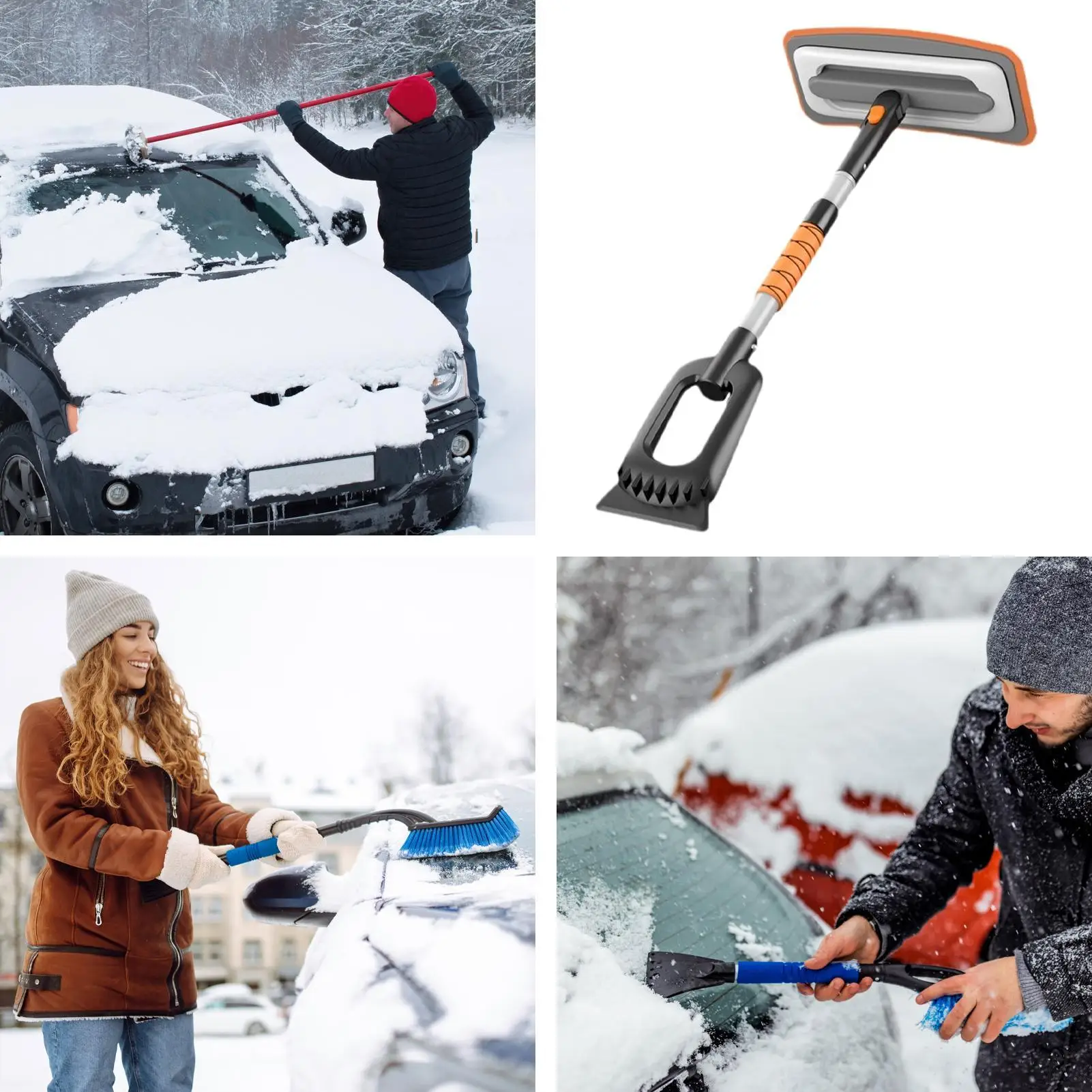 Snow Shovel for Car Extendable Aluminum Alloy Auto Supplies Car Windshield Scraper for Window Truck SUV Vehicle Roof Winter