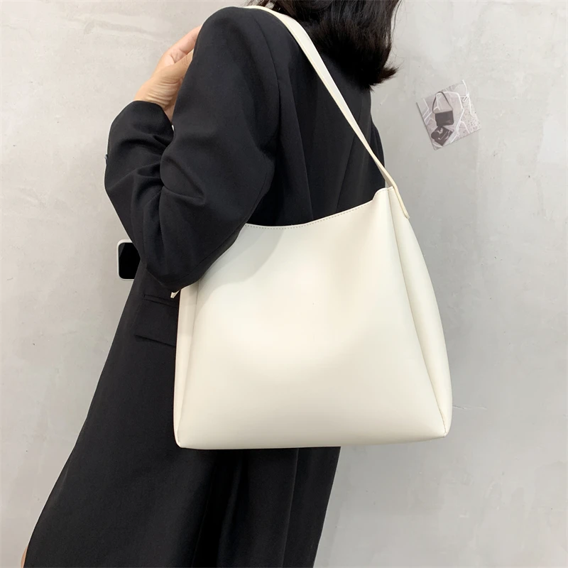 Fashion Women Tote Bags 2 Pcs/Set Large Capacity Shopper Shoulder Bag Temperament Elegant Wide Strap Soft PU Leather Handbags