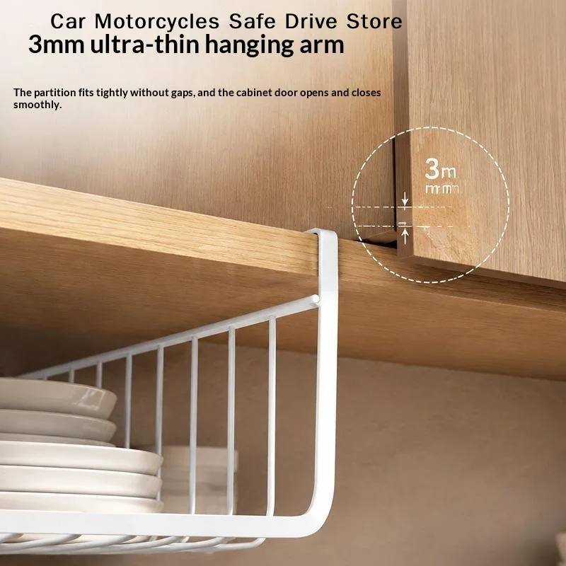 【M】Carbon Steel Under Cabinet Hanging Storage Rack Large Capacity Easy Install For Kitchen Pantry Storage
