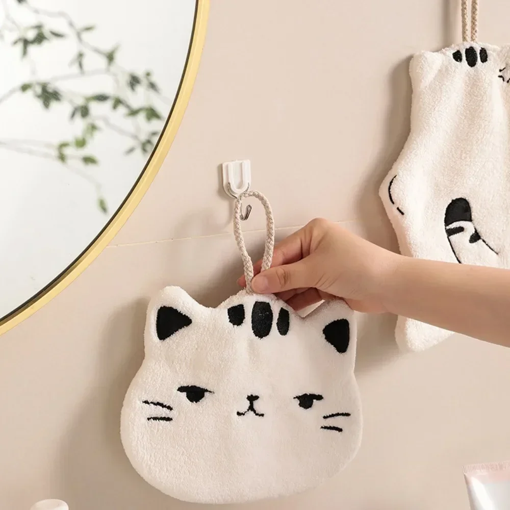 Hanging Hand Towel Home Coral Fleece Hands Towel Kitchen Hanging Washcloth Double-layer Thickened Speed Absorbent Handkerchief