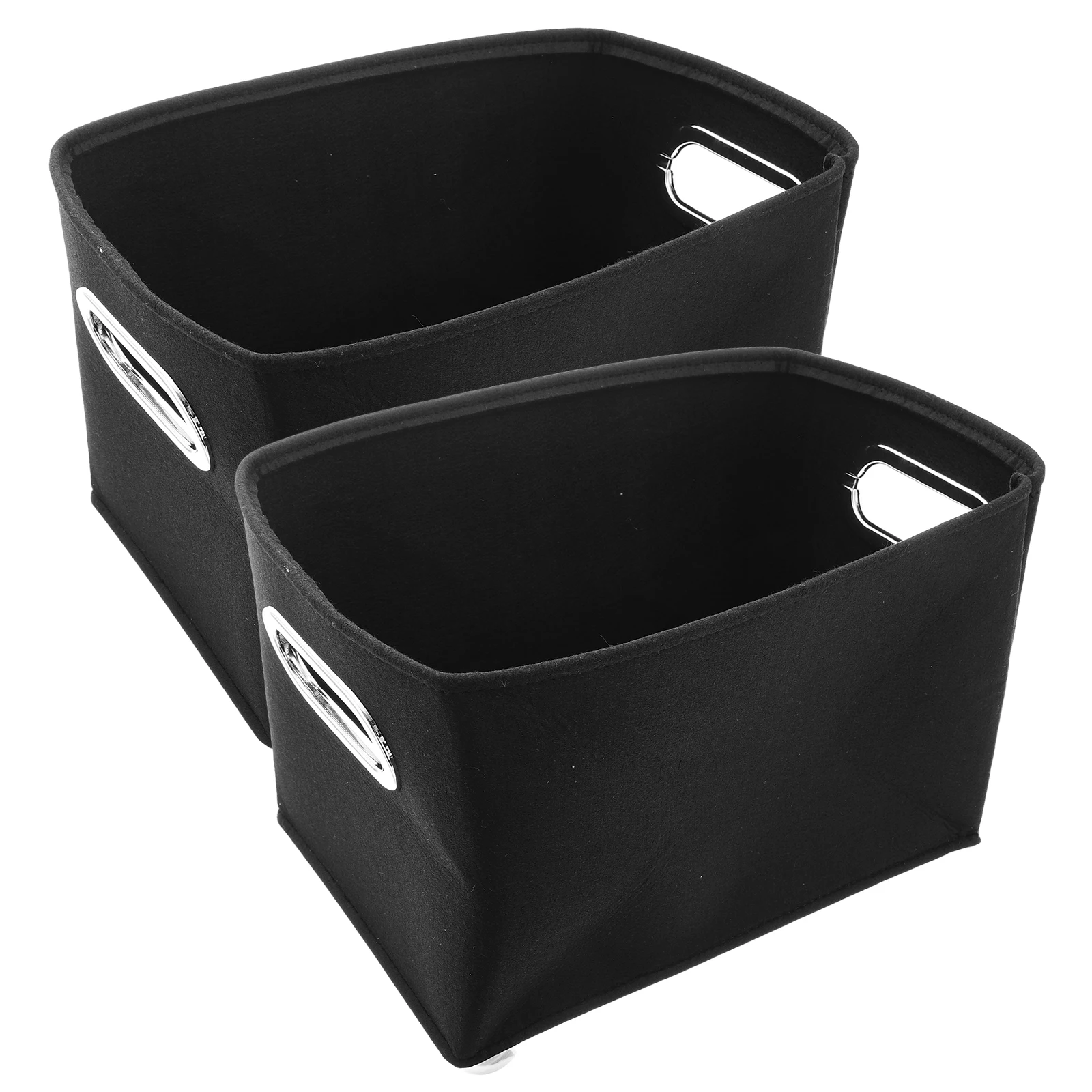 

2 Pcs Felt Cloth Basket Wear-resistant Home Decor Bedroom Living Room Office Storage Hamper Empty Firewood Craftsmanship