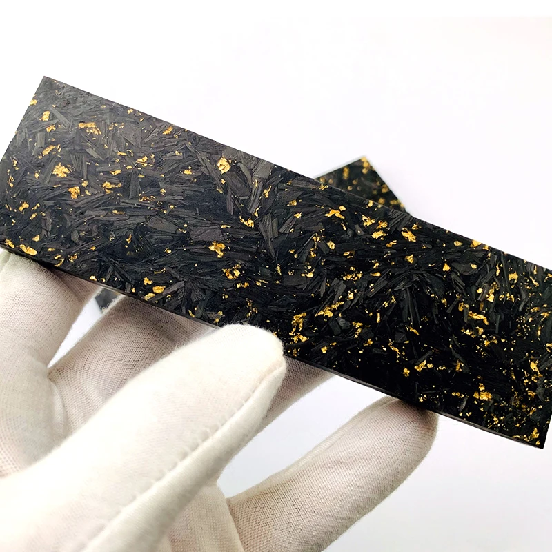 1pc 4 Sizes Marble Pattern Gold Foil Color Crushed Carbon Fiber Resin Filling Material Board Plate For Knife Tools Handle DIY