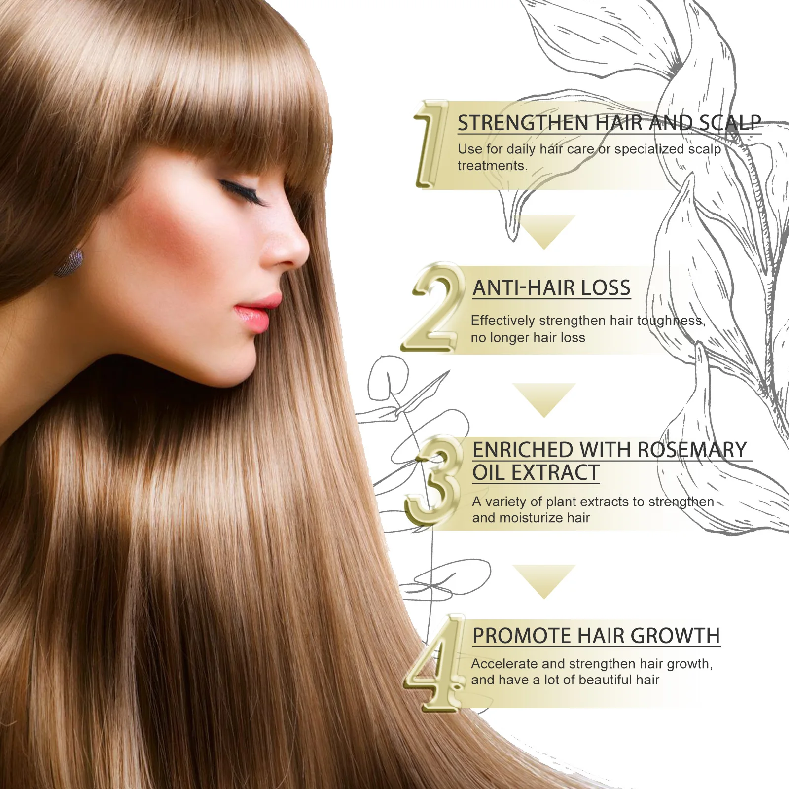 60ml Rosemary Dense Hair Essential Oil Repairs Hair Damage Prevent Hair Loss Soften Hair Strengthen Hair Roots Nourishe Hair Oil image 4
