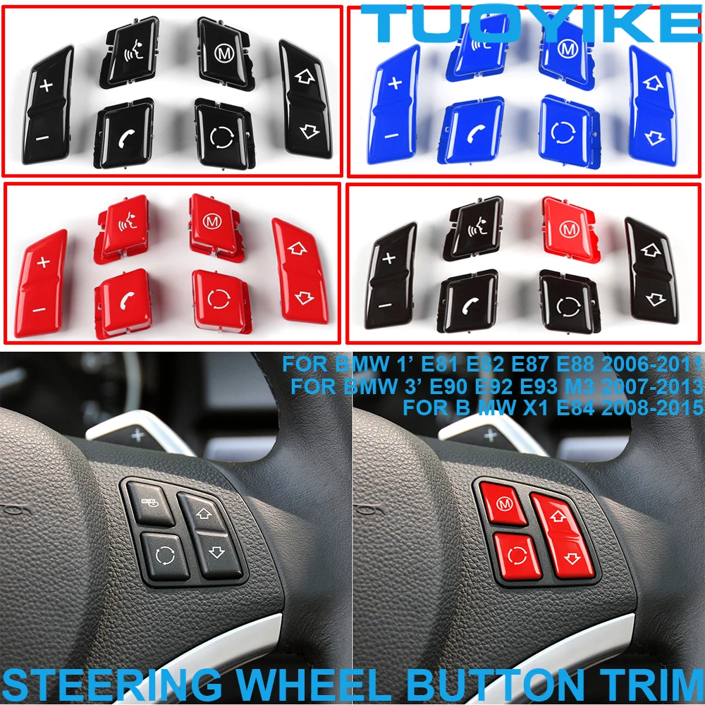 ABS Multi-color Interior Steering Wheel Button Key Cover Trim Replace For BMW 1 / 3-Series X1 M3 E84 E81 E82 E87 E88 E90 E92 E93