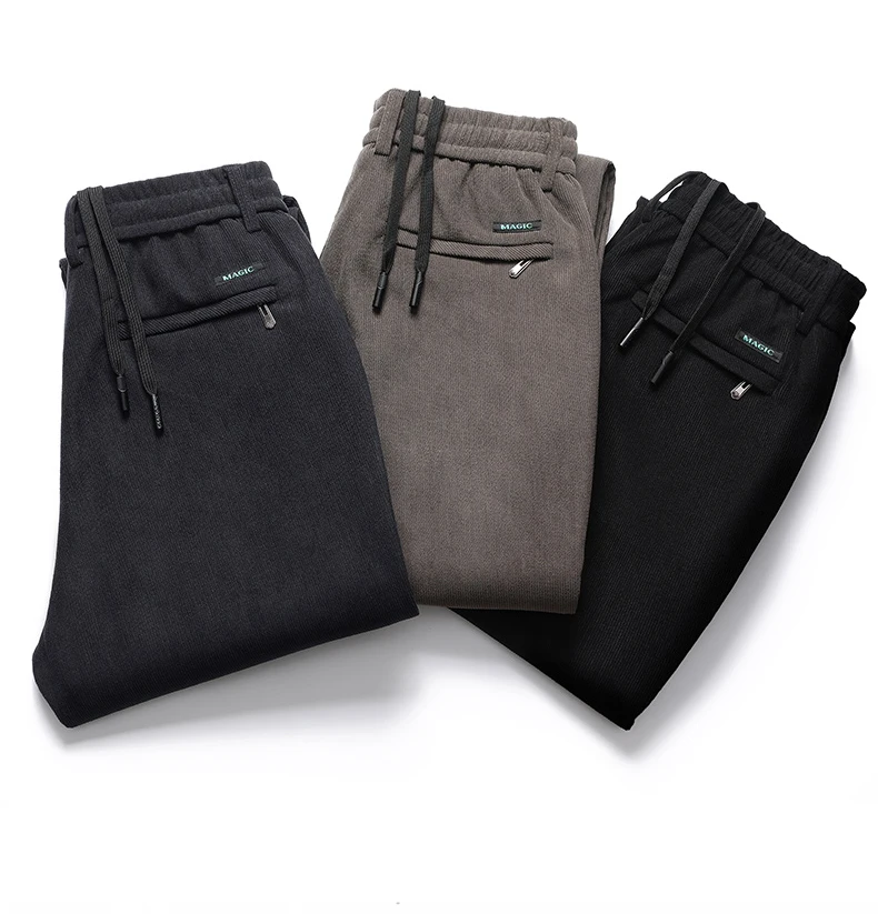 Männer Casual Hosen Elastische Taille Jogginghose Herbst Winter Kleidung Kordelzug Hosen Männlichen Cord Warme Große Größe Hosen – Detail 3