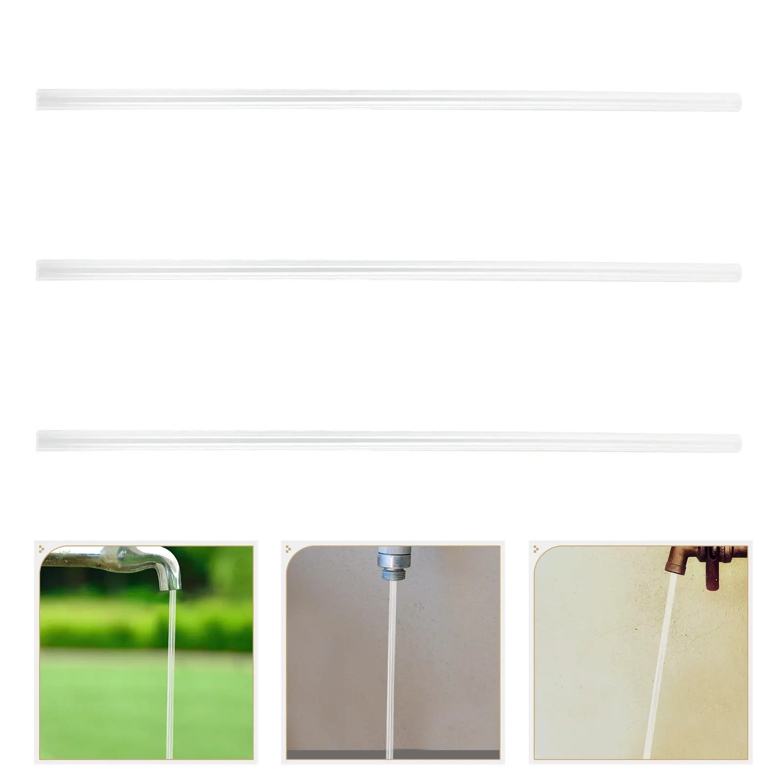 3Pcs Transparent Water Flow Tube for Desktop Fountain DIY Landscape Assembly Sturdy Plastic Fountain Flow Pipe for Indoor