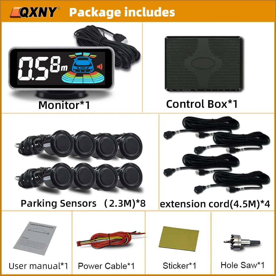 8-Parktronic Parkeersensoren Kit Omkeren Voor en Achter Auto Backup Radar Detector Backing Assistance Sound Aler AID