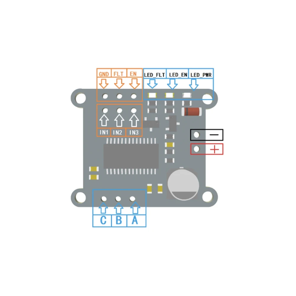 Deng FOC Mini 8-35V BLDC Motor Drive Board 2.5A DRV83131 Chip Motor Drive Controller PWM Output Pin with Indicator Light