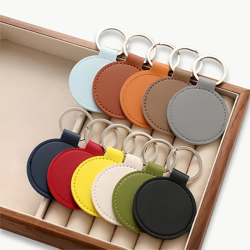 شعار مخصص سلسلة المفاتيح الجلدية المستديرة النقش بالليزر نص بو دائرة مفتاح سلسلة كيرينغ شخصية لنشاط الشركة هدية الأسرة #5