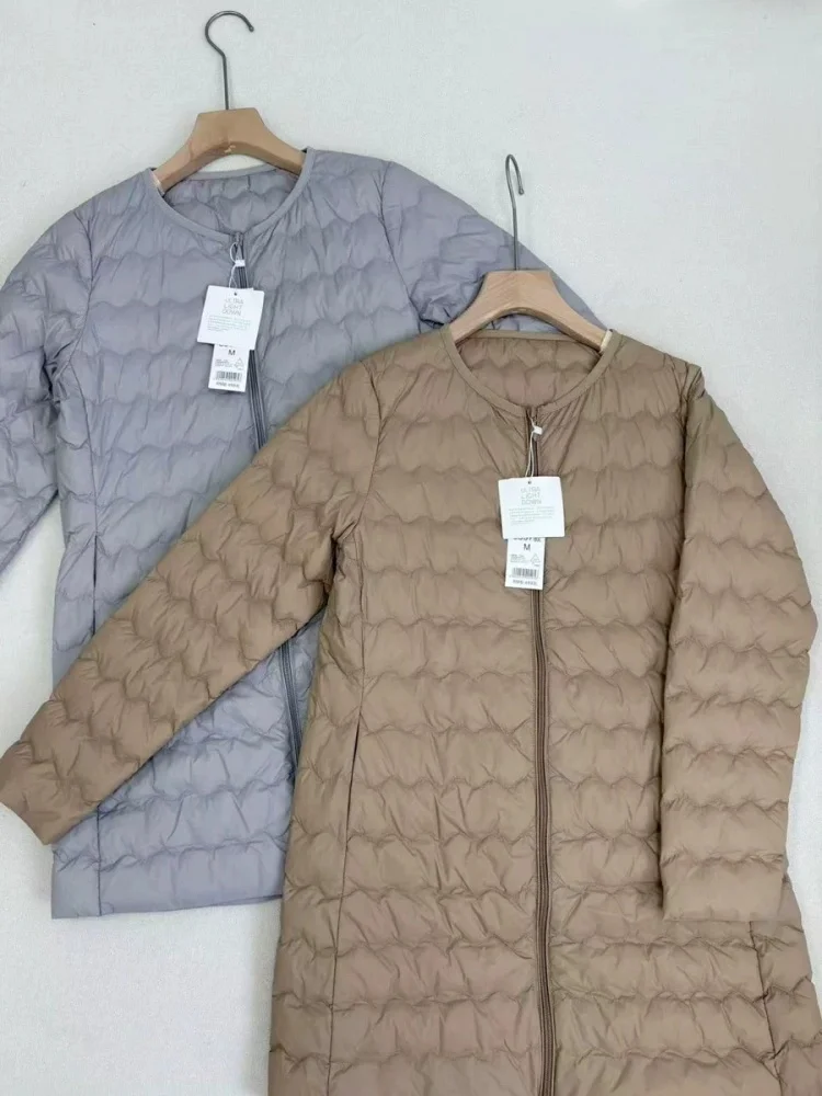 New Autumn Winter Midi Long Hooded Down Coat Women Light Thin White Duck Down Jacket Ladies Warm Bigisze Puffer Parkas Outwears
