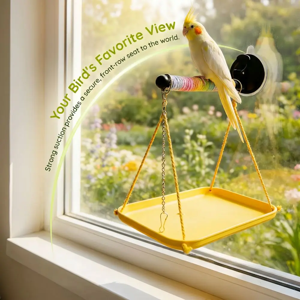 Colorful Bird Swing Hammock Interactive Durable Parrot Standing Bar Chain with Chain Enrichment Bird Cage Toy Cockatiel view 2