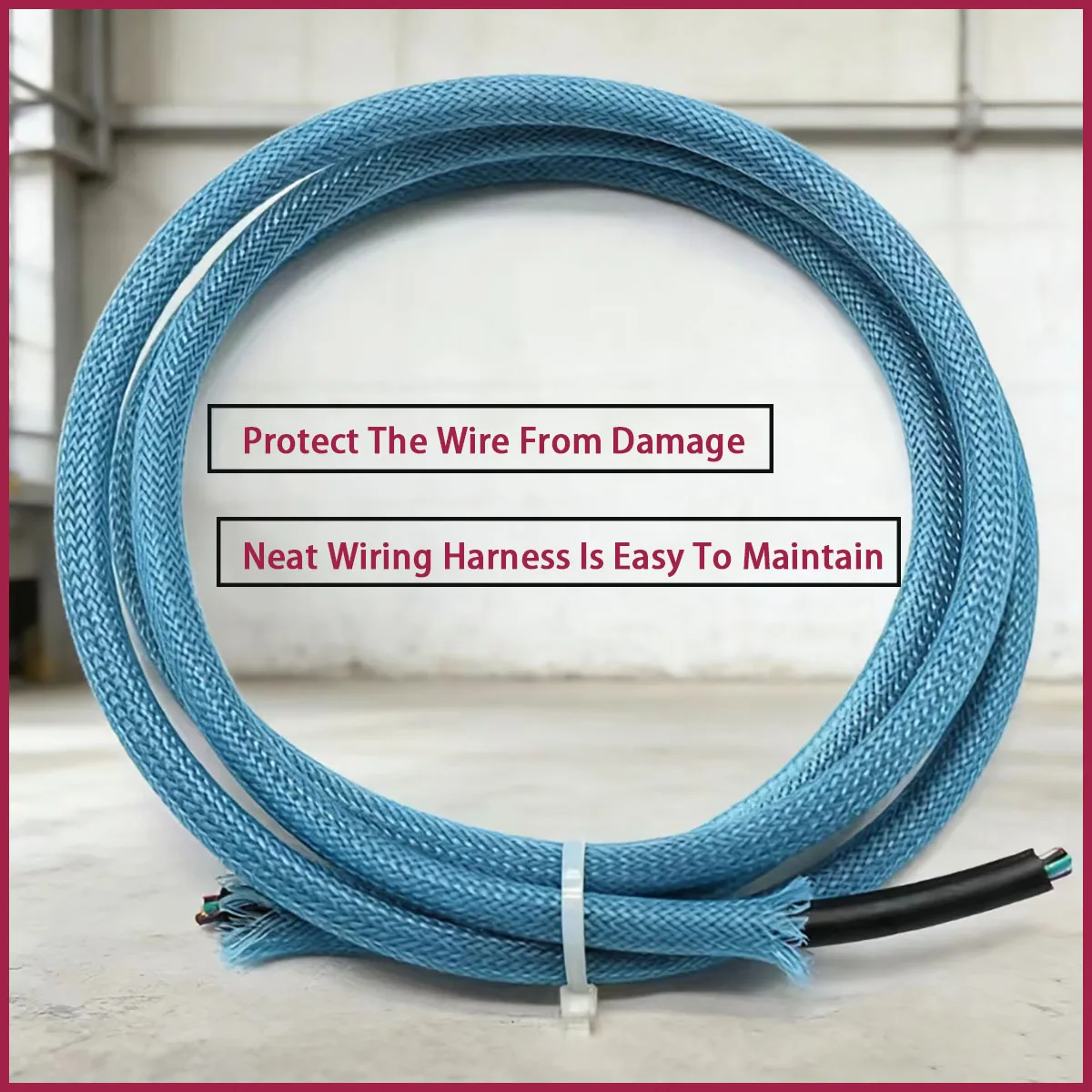 Color PET braided wire sleeve with a width of 40mm, compact high-density insulated cable protection, expandable