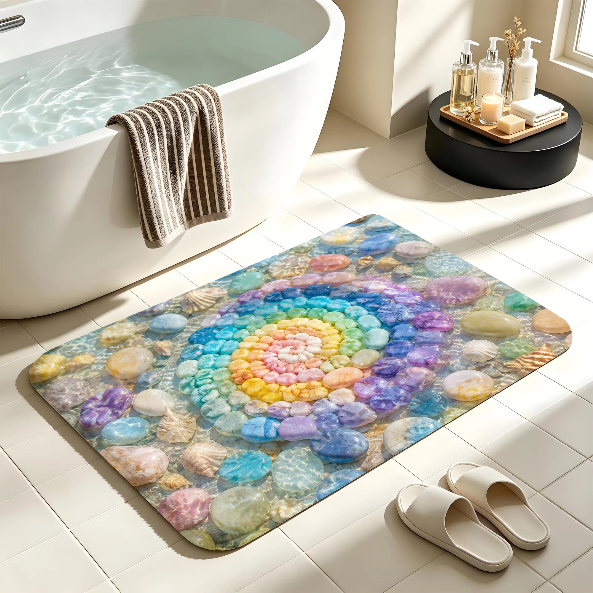 Chinese Style Bath Mat Crane Plum Blossom Non-Slip Water Absorbent Bathroom Rug Soft Floor Carpet for Bathtub Shower