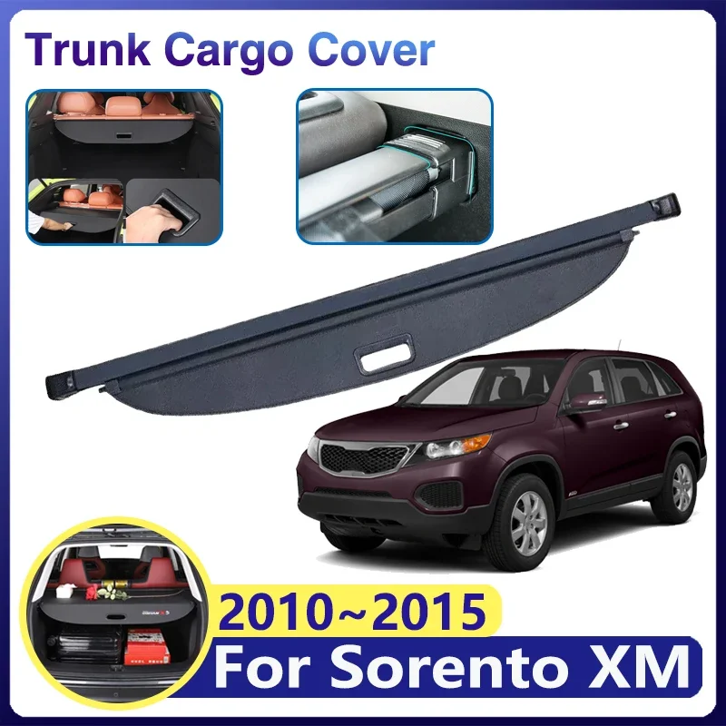 Car Trunk Curtain for Kia Sorento XM MK2 2010 2011~2015 Rear Boot Tray Luggage Storage Cover Shelter Security Shades Accessories