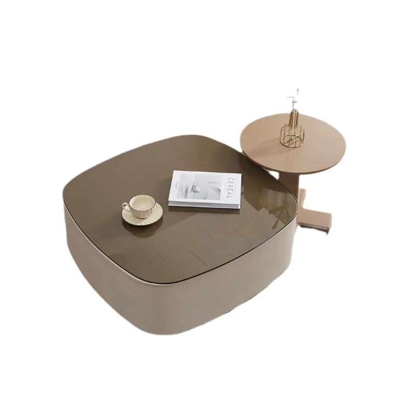 

Italian light luxury rock slab cream modern minimalist living room household small apartment combination coffee table new side