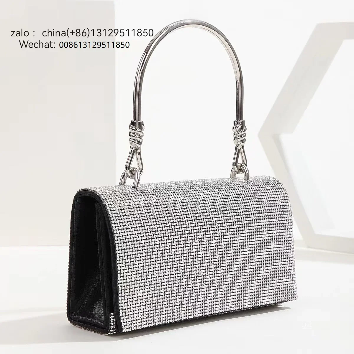 Rhinestone Bag Silver Socialite Evening Dress Full of Diamonds Diagonal Span Dinner Bag