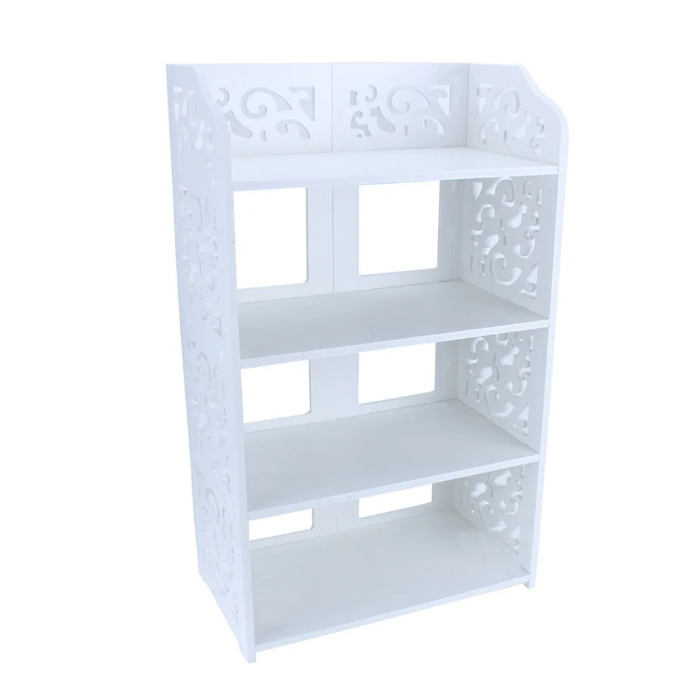 4-storey white hollow carved shoe rack-wood plastic storage cabinet-space-saving boots display rack Shoe Cabinets