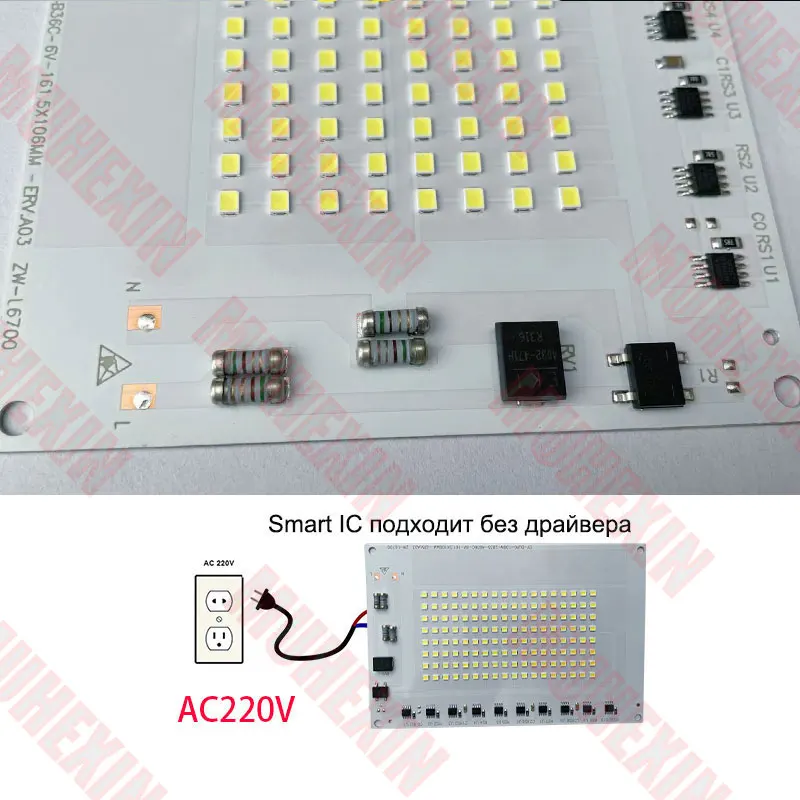 Lâmpada LED Chip Street para iluminação exterior, SMD2835 LED Beads Spotlight, Floodlight Led Heads, 220V, 50W, 100W