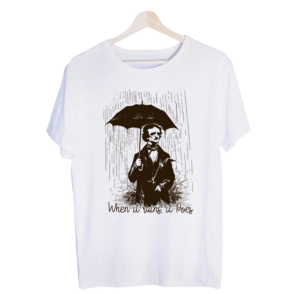 Men's Victorian Gentleman Umbrella in Rain Graphic Tee, Short Sleeve Crew Neck T-Shirt for Casual Daily Wear and Vintage