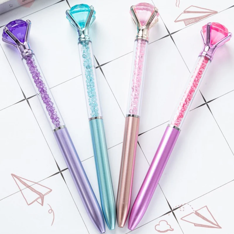 Large Crystal Diamond Gel Pens Christmas Gift Shiny Ballpoint Pen Black Ink Pens Suitable For School Office Accessories