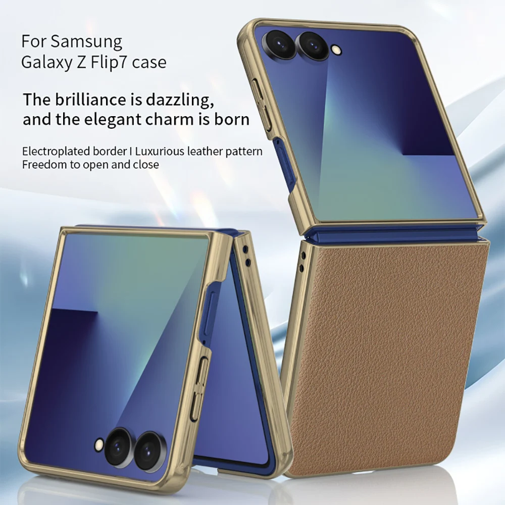 

Ультратонкий чехол из искусственной кожи ‌ Жесткий гибридный чехол для телефона из ПК для Samsung Galaxy Z Flip 7 Flip7, противоударный чехол Capa Coque Skin Funda