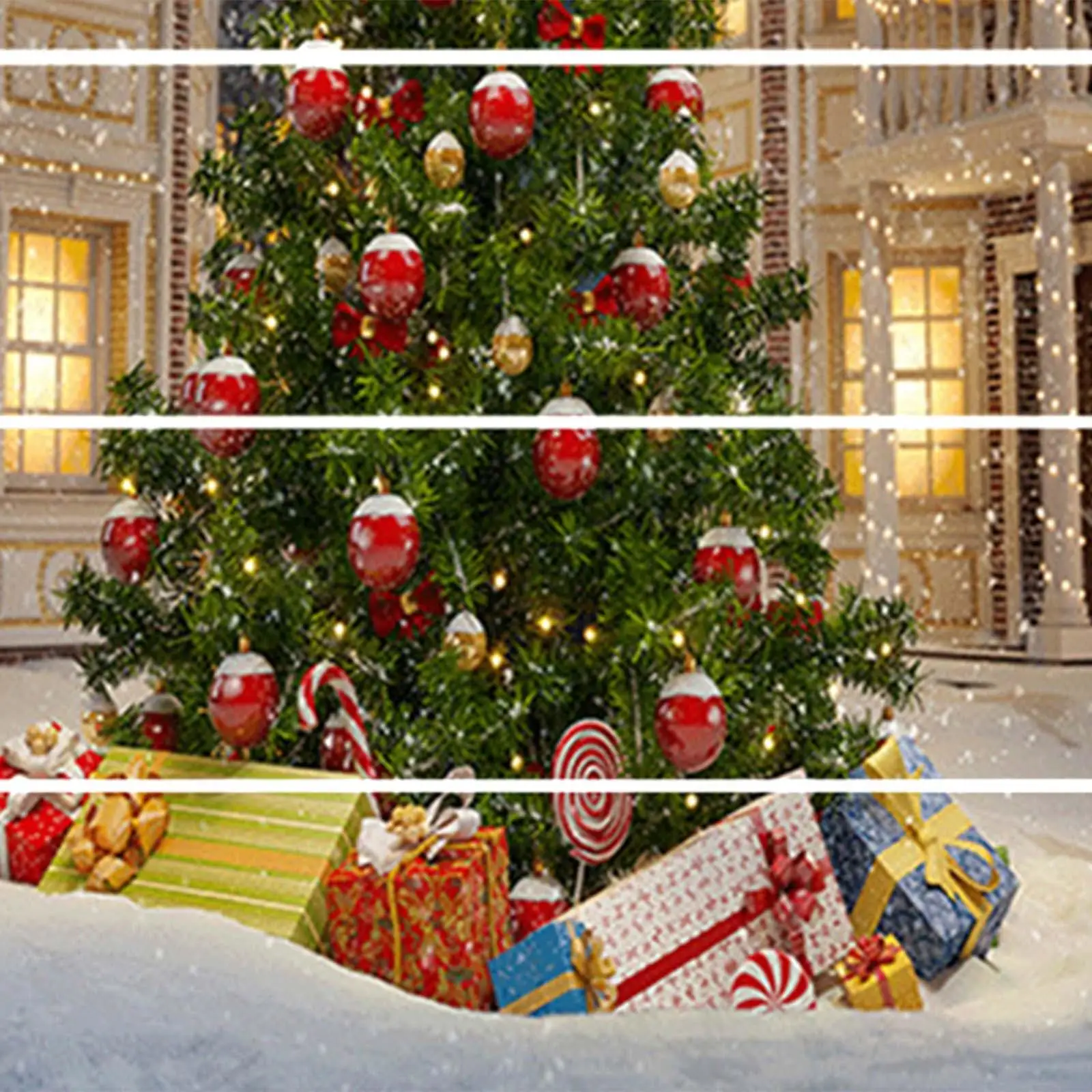 PVC Christmas Tree Stairs Stickers for Home Stairway Decal Waterproof Removable Wall Mural New Year Holiday Decor