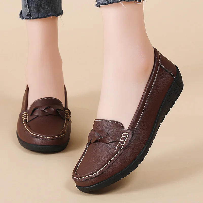 Zapatos de mujer para primavera y otoño, de fácil calzado, con suela de goma, planos, de suela blanda, tipo mocasín, para enfermeras, con abertura baja, tipo alpargatas, zapatos casuales.