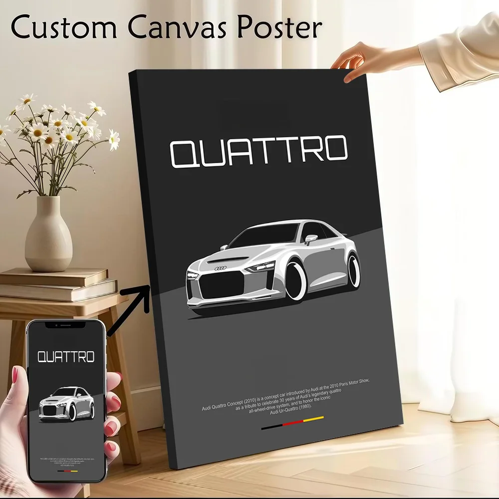 German Car Quattro Concept (2010) Poster Customizable Printed Canvas Painting for Pictures Wall Art Room Decoration Gaming Home