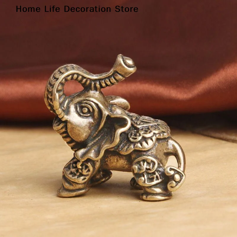 【H】Alloy Mammoth Statue With Textured Antique Finish For Home Office Tabletop Bookshelf Decor