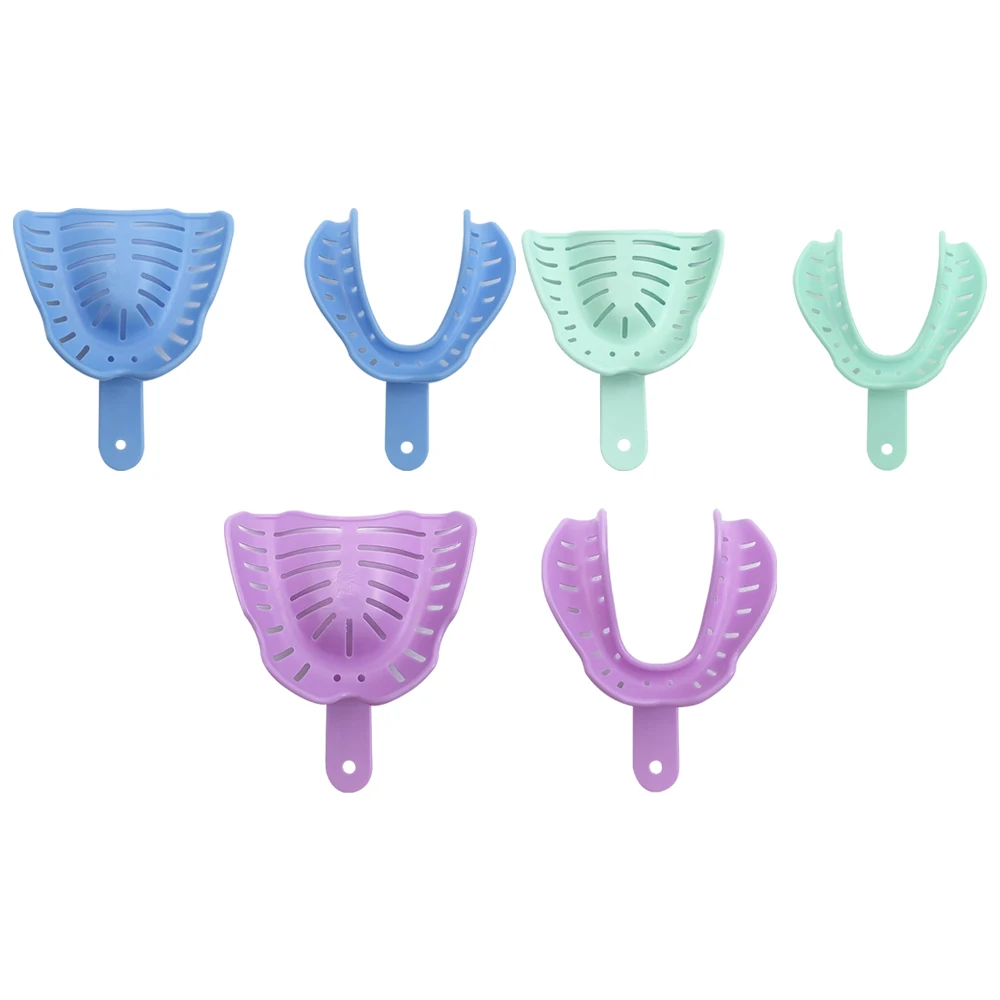 6Pcs/set Dental Impression Tray Plastic Disposable Colorful Teeth Holder Dentistry Laboratory Materials S/M/L Oral Care Tools