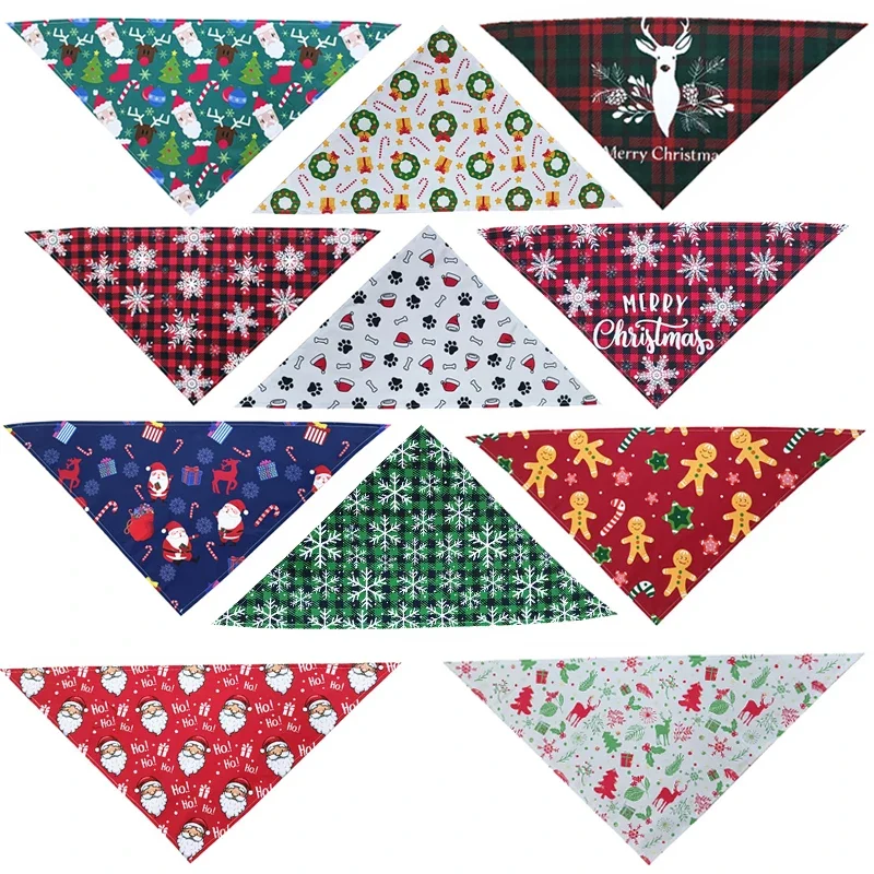 Pet Christmas Costume Dog Neck Scarf Collar Bandana Collar Scarf Pet Cat Accessories Supplies for Small Large Dogs