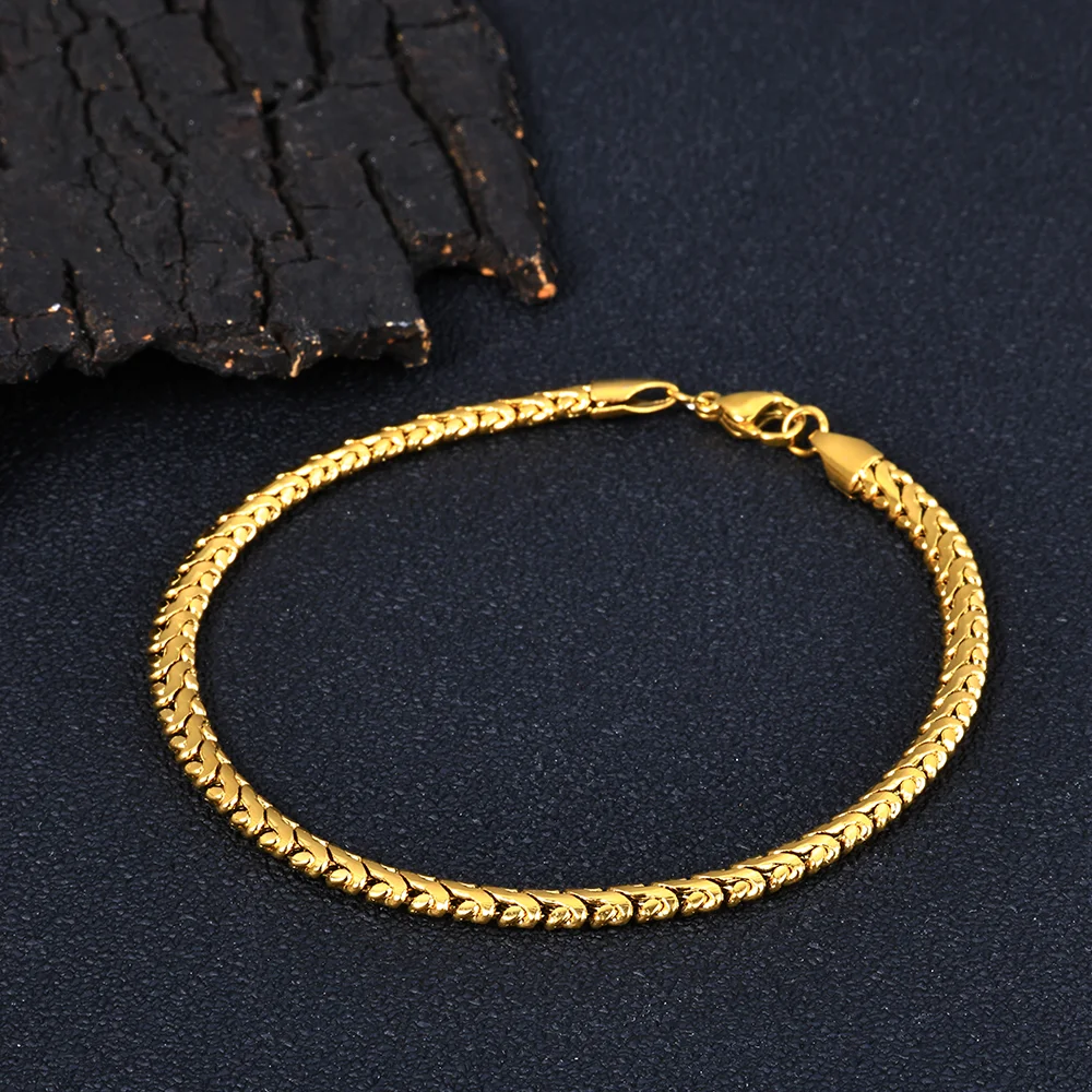 HHIOK Hip Hop Style 4mm Luxury Stainless Steel 18K PVD Gold Plated Fashion Smooth Men's and Women's Necklace