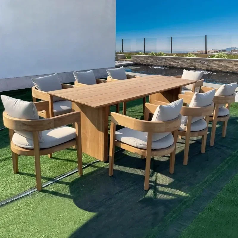 Villa waterproof and sunscreen outdoor furniture Internet celebrity teak open-air balcony tables and chairs from two pieces