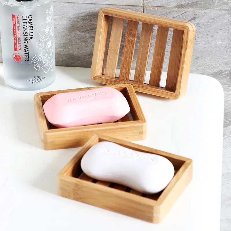 Creative bamboo soap box Simple wooden  soap dish Essential oil soap rack Drain soap holder