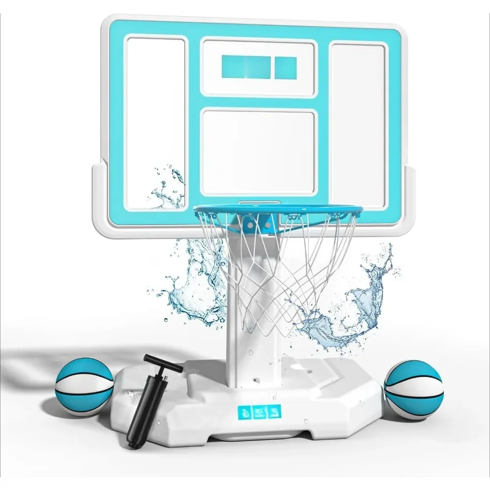 

Pool Basketball Hoop Outdoor, Outdoor Poolside Basketballs Hoop, with 2 Ball & Inflator, Stainless Steel Basketball Rim