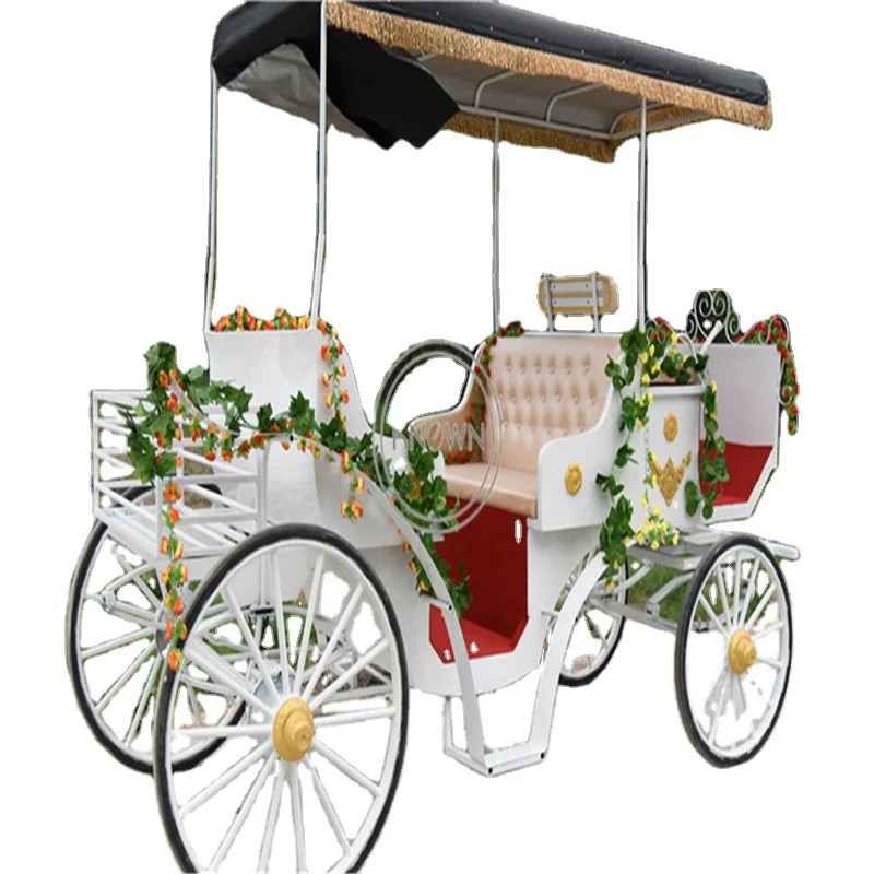 2022 Modern Electric Wedding Royal Horse Drawn Carriage Customized Double Row Cinderella Car for Sale