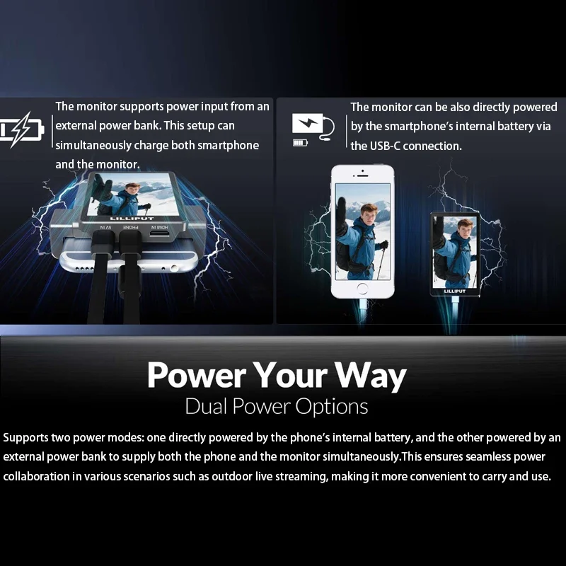 

For Solo Vlogging Selfie Magnetic Monitor Real-Time Feedback V4 Photography Exposure Assistance Dual Power Options Lilliput